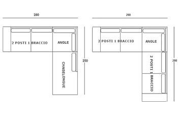 Salotti angolari Sahara dimensioni