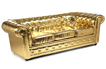 Divano Chester 3 posti in pelle gold